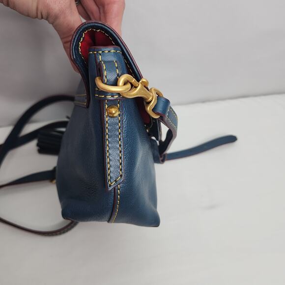 Dooney & Bourke Leather Slate Blue Crossbody Saddle Bag/ Purse Adjustable Strap - Picture 7 of 16